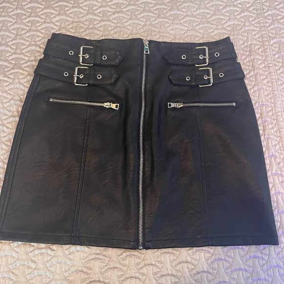 Topshop Motto Black Faux Leather Skirt Size US 8 (Euro 40) - Picture 4 of 11